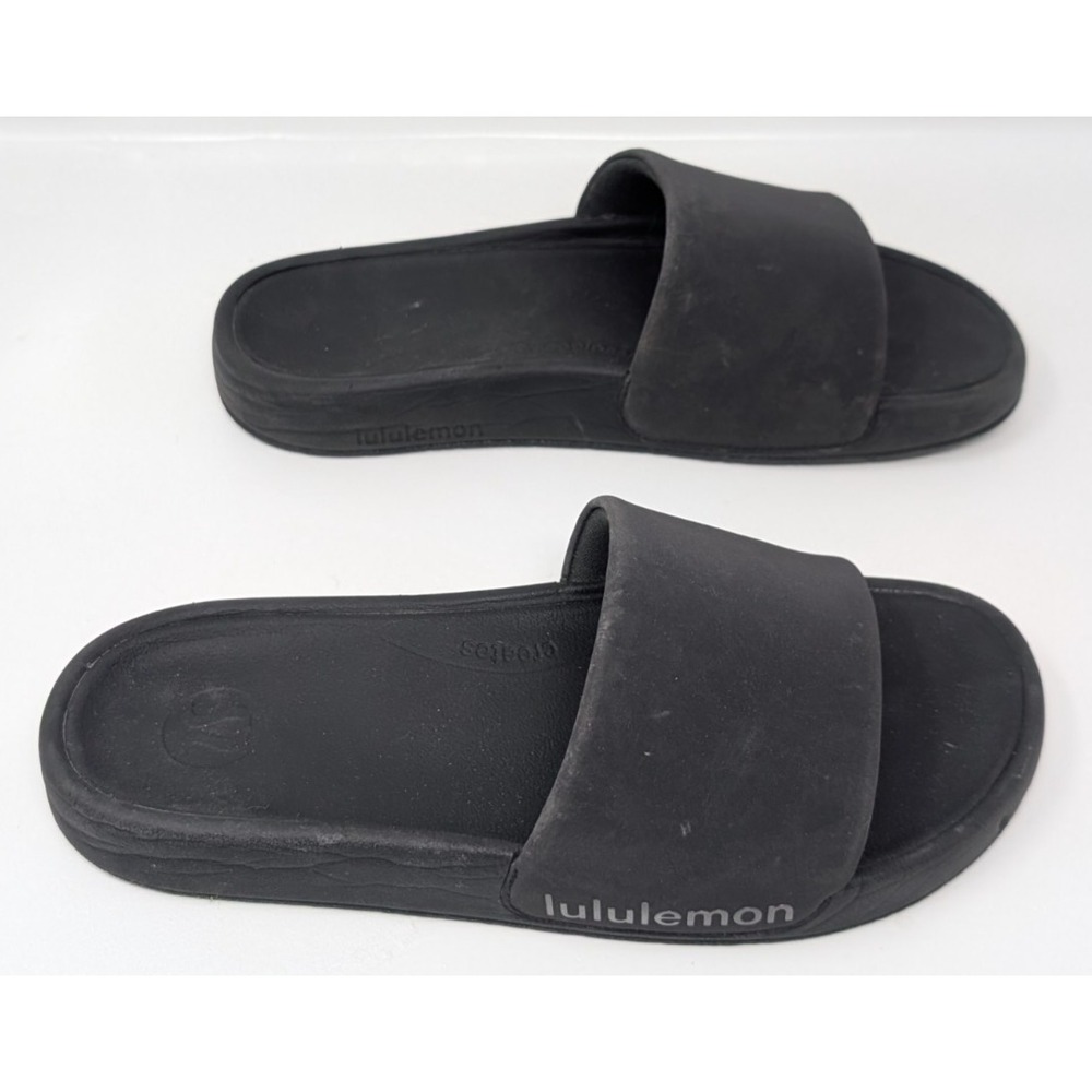 Lululemon Women's Size 6 Sandals Restfeel Black Slides Recovery